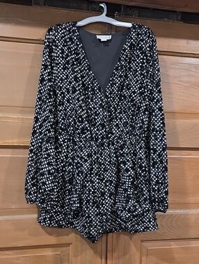 Love Riche Black and White Dot Wrap Romper